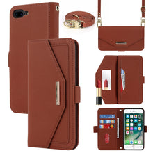 Load image into Gallery viewer, Cross Texture Lanyard Leather Phone Case, For iPhone 12 mini, For iPhone 11 Pro Max, For iPhone 11 Pro, For iPhone 8 Plus / 7 Plus, For iPhone 13, For iPhone 11, For iPhone XR, For iPhone SE 2022 / SE 2020 / 8 / 7