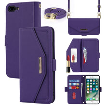Load image into Gallery viewer, Cross Texture Lanyard Leather Phone Case, For iPhone 12 mini, For iPhone 11 Pro Max, For iPhone 11 Pro, For iPhone 8 Plus / 7 Plus, For iPhone 13, For iPhone 11, For iPhone XR, For iPhone SE 2022 / SE 2020 / 8 / 7