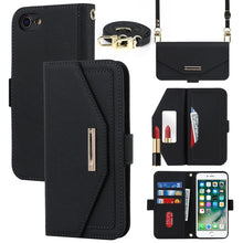 Load image into Gallery viewer, Cross Texture Lanyard Leather Phone Case, For iPhone 12 mini, For iPhone 11 Pro Max, For iPhone 11 Pro, For iPhone 8 Plus / 7 Plus, For iPhone 13, For iPhone 11, For iPhone XR, For iPhone SE 2022 / SE 2020 / 8 / 7