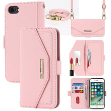 Load image into Gallery viewer, Cross Texture Lanyard Leather Phone Case, For iPhone 12 mini, For iPhone 11 Pro Max, For iPhone 11 Pro, For iPhone 8 Plus / 7 Plus, For iPhone 13, For iPhone 11, For iPhone XR, For iPhone SE 2022 / SE 2020 / 8 / 7