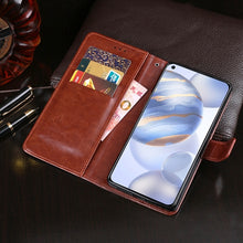 Load image into Gallery viewer, idewei Crazy Horse Texture Horizontal Flip Leather Case with Holder &amp; Card Slots &amp; Wallet, For Huawei Honor 30