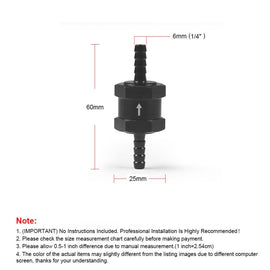Car  Aluminium Alloy Fuel Petrol One Way Non Return Check Valve, 6mm Black, 8mm Black, 10mm Black, 12mm Black