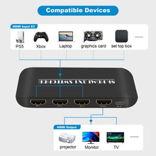 Load image into Gallery viewer, NK-H31 8K 3 in 1 Out HDMI Switcher for Xbox PS4 PS5 Roku UHD TV Monitor Projector, NK-H31