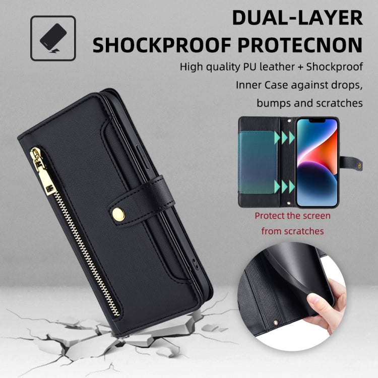 Sheep Texture Cross-body Zipper Wallet Leather Phone Case, For iPhone 14, For iPhone 14 Plus, For iPhone 14 Pro, For iPhone 14 Pro Max, For iPhone 13 mini, For iPhone 13, For iPhone 13 Pro, For iPhone 13 Pro Max