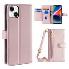 Load image into Gallery viewer, Sheep Texture Cross-body Zipper Wallet Leather Phone Case, For iPhone 14, For iPhone 14 Plus, For iPhone 14 Pro, For iPhone 14 Pro Max, For iPhone 13 mini, For iPhone 13, For iPhone 13 Pro, For iPhone 13 Pro Max