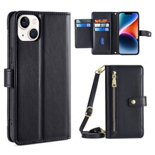 Load image into Gallery viewer, Sheep Texture Cross-body Zipper Wallet Leather Phone Case, For iPhone 14, For iPhone 14 Plus, For iPhone 14 Pro, For iPhone 14 Pro Max, For iPhone 13 mini, For iPhone 13, For iPhone 13 Pro, For iPhone 13 Pro Max