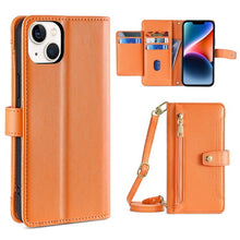 Load image into Gallery viewer, Sheep Texture Cross-body Zipper Wallet Leather Phone Case, For iPhone 14, For iPhone 14 Plus, For iPhone 14 Pro, For iPhone 14 Pro Max, For iPhone 13 mini, For iPhone 13, For iPhone 13 Pro, For iPhone 13 Pro Max