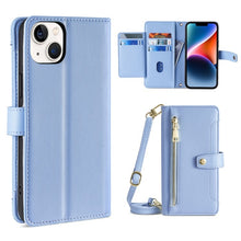 Load image into Gallery viewer, Sheep Texture Cross-body Zipper Wallet Leather Phone Case, For iPhone 14, For iPhone 14 Plus, For iPhone 14 Pro, For iPhone 14 Pro Max, For iPhone 13 mini, For iPhone 13, For iPhone 13 Pro, For iPhone 13 Pro Max