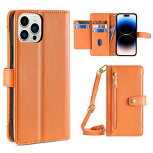 Load image into Gallery viewer, Sheep Texture Cross-body Zipper Wallet Leather Phone Case, For iPhone 14, For iPhone 14 Plus, For iPhone 14 Pro, For iPhone 14 Pro Max, For iPhone 13 mini, For iPhone 13, For iPhone 13 Pro, For iPhone 13 Pro Max