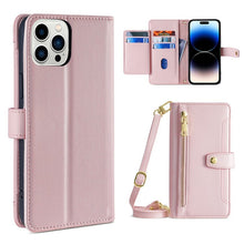Load image into Gallery viewer, Sheep Texture Cross-body Zipper Wallet Leather Phone Case, For iPhone 14, For iPhone 14 Plus, For iPhone 14 Pro, For iPhone 14 Pro Max, For iPhone 13 mini, For iPhone 13, For iPhone 13 Pro, For iPhone 13 Pro Max