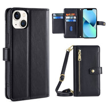 Load image into Gallery viewer, Sheep Texture Cross-body Zipper Wallet Leather Phone Case, For iPhone 14, For iPhone 14 Plus, For iPhone 14 Pro, For iPhone 14 Pro Max, For iPhone 13 mini, For iPhone 13, For iPhone 13 Pro, For iPhone 13 Pro Max