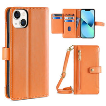 Load image into Gallery viewer, Sheep Texture Cross-body Zipper Wallet Leather Phone Case, For iPhone 14, For iPhone 14 Plus, For iPhone 14 Pro, For iPhone 14 Pro Max, For iPhone 13 mini, For iPhone 13, For iPhone 13 Pro, For iPhone 13 Pro Max