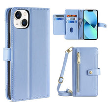 Load image into Gallery viewer, Sheep Texture Cross-body Zipper Wallet Leather Phone Case, For iPhone 14, For iPhone 14 Plus, For iPhone 14 Pro, For iPhone 14 Pro Max, For iPhone 13 mini, For iPhone 13, For iPhone 13 Pro, For iPhone 13 Pro Max