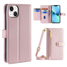 Load image into Gallery viewer, Sheep Texture Cross-body Zipper Wallet Leather Phone Case, For iPhone 14, For iPhone 14 Plus, For iPhone 14 Pro, For iPhone 14 Pro Max, For iPhone 13 mini, For iPhone 13, For iPhone 13 Pro, For iPhone 13 Pro Max
