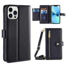 Load image into Gallery viewer, Sheep Texture Cross-body Zipper Wallet Leather Phone Case, For iPhone 14, For iPhone 14 Plus, For iPhone 14 Pro, For iPhone 14 Pro Max, For iPhone 13 mini, For iPhone 13, For iPhone 13 Pro, For iPhone 13 Pro Max