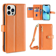 Load image into Gallery viewer, Sheep Texture Cross-body Zipper Wallet Leather Phone Case, For iPhone 14, For iPhone 14 Plus, For iPhone 14 Pro, For iPhone 14 Pro Max, For iPhone 13 mini, For iPhone 13, For iPhone 13 Pro, For iPhone 13 Pro Max