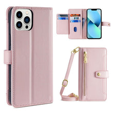 Load image into Gallery viewer, Sheep Texture Cross-body Zipper Wallet Leather Phone Case, For iPhone 14, For iPhone 14 Plus, For iPhone 14 Pro, For iPhone 14 Pro Max, For iPhone 13 mini, For iPhone 13, For iPhone 13 Pro, For iPhone 13 Pro Max