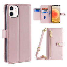 Load image into Gallery viewer, Sheep Texture Cross-body Zipper Wallet Leather Phone Case, For iPhone 12 mini, For iPhone 12 / 12 Pro, For iPhone 12 Pro Max