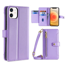 Load image into Gallery viewer, Sheep Texture Cross-body Zipper Wallet Leather Phone Case, For iPhone 12 mini, For iPhone 12 / 12 Pro, For iPhone 12 Pro Max