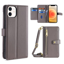 Load image into Gallery viewer, Sheep Texture Cross-body Zipper Wallet Leather Phone Case, For iPhone 12 mini, For iPhone 12 / 12 Pro, For iPhone 12 Pro Max