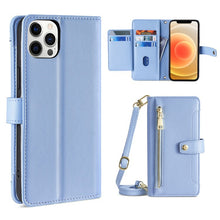 Load image into Gallery viewer, Sheep Texture Cross-body Zipper Wallet Leather Phone Case, For iPhone 12 mini, For iPhone 12 / 12 Pro, For iPhone 12 Pro Max