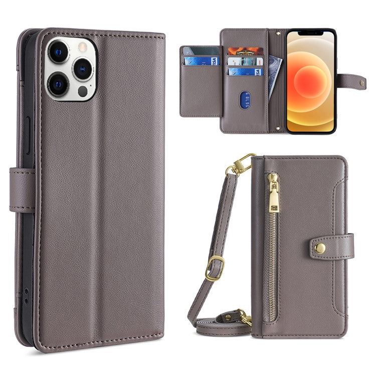 Sheep Texture Cross-body Zipper Wallet Leather Phone Case, For iPhone 12 mini, For iPhone 12 / 12 Pro, For iPhone 12 Pro Max