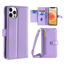 Load image into Gallery viewer, Sheep Texture Cross-body Zipper Wallet Leather Phone Case, For iPhone 12 mini, For iPhone 12 / 12 Pro, For iPhone 12 Pro Max