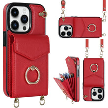 Load image into Gallery viewer, Ring Holder RFID Card Slot Phone Case with Long Lanyard, For iPhone 14, For iPhone 14 Plus, For iPhone 14 Pro, For iPhone 14 Pro Max, For Samsung Galaxy S22 5G, For Samsung Galaxy S22+ 5G, For Samsung Galaxy S22 Ultra 5G, For Samsung Galaxy S23 5G     ...