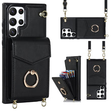 Load image into Gallery viewer, Ring Holder RFID Card Slot Phone Case with Long Lanyard, For iPhone 14, For iPhone 14 Plus, For iPhone 14 Pro, For iPhone 14 Pro Max, For Samsung Galaxy S22 5G, For Samsung Galaxy S22+ 5G, For Samsung Galaxy S22 Ultra 5G, For Samsung Galaxy S23 5G     ...
