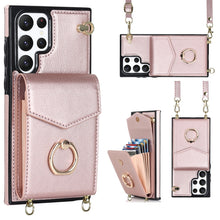 Load image into Gallery viewer, Ring Holder RFID Card Slot Phone Case with Long Lanyard, For iPhone 14, For iPhone 14 Plus, For iPhone 14 Pro, For iPhone 14 Pro Max, For Samsung Galaxy S22 5G, For Samsung Galaxy S22+ 5G, For Samsung Galaxy S22 Ultra 5G, For Samsung Galaxy S23 5G     ...