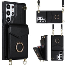 Load image into Gallery viewer, Ring Holder RFID Card Slot Phone Case with Long Lanyard, For Samsung Galaxy S23 Ultra 5G