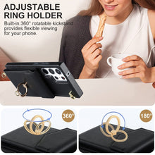 Load image into Gallery viewer, Ring Holder RFID Card Slot Phone Case with Long Lanyard, For Samsung Galaxy S23 Ultra 5G