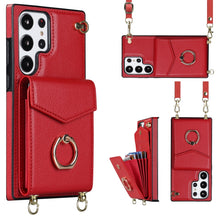 Load image into Gallery viewer, Ring Holder RFID Card Slot Phone Case with Long Lanyard, For Samsung Galaxy S23 Ultra 5G