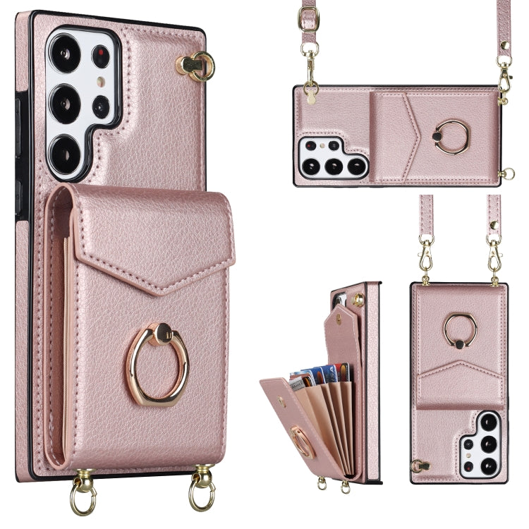 Ring Holder RFID Card Slot Phone Case with Long Lanyard, For Samsung Galaxy S23 Ultra 5G