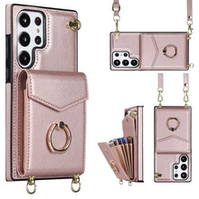 Load image into Gallery viewer, Ring Holder RFID Card Slot Phone Case with Long Lanyard, For Samsung Galaxy S23 Ultra 5G