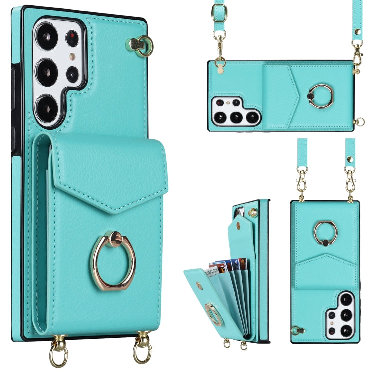 Ring Holder RFID Card Slot Phone Case with Long Lanyard, For Samsung Galaxy S23 Ultra 5G