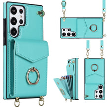 Load image into Gallery viewer, Ring Holder RFID Card Slot Phone Case with Long Lanyard, For Samsung Galaxy S23 Ultra 5G