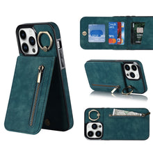 Load image into Gallery viewer, Retro Ring and Zipper RFID Card Slot Phone Case, For iPhone 14, For iPhone 14 Plus, For iPhone 14 Pro, For iPhone 14 Pro Max