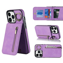 Load image into Gallery viewer, Retro Ring and Zipper RFID Card Slot Phone Case, For iPhone 14, For iPhone 14 Plus, For iPhone 14 Pro, For iPhone 14 Pro Max