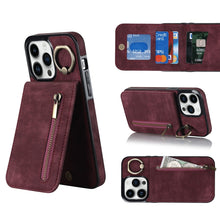 Load image into Gallery viewer, Retro Ring and Zipper RFID Card Slot Phone Case, For iPhone 14, For iPhone 14 Plus, For iPhone 14 Pro, For iPhone 14 Pro Max