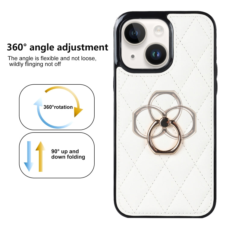 Rhombic PU Leather Phone Case with Ring Holder, For iPhone 14, For iPhone 14 Plus, For iPhone 14 Pro, For iPhone 14 Pro Max, For iPhone 13 mini, For iPhone 13