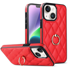 Load image into Gallery viewer, Rhombic PU Leather Phone Case with Ring Holder, For iPhone 14, For iPhone 14 Plus, For iPhone 14 Pro, For iPhone 14 Pro Max, For iPhone 13 mini, For iPhone 13