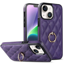 Load image into Gallery viewer, Rhombic PU Leather Phone Case with Ring Holder, For iPhone 14, For iPhone 14 Plus, For iPhone 14 Pro, For iPhone 14 Pro Max, For iPhone 13 mini, For iPhone 13