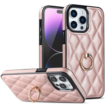 Load image into Gallery viewer, Rhombic PU Leather Phone Case with Ring Holder, For iPhone 14, For iPhone 14 Plus, For iPhone 14 Pro, For iPhone 14 Pro Max, For iPhone 13 mini, For iPhone 13