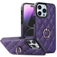 Load image into Gallery viewer, Rhombic PU Leather Phone Case with Ring Holder, For iPhone 14, For iPhone 14 Plus, For iPhone 14 Pro, For iPhone 14 Pro Max, For iPhone 13 mini, For iPhone 13