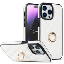 Load image into Gallery viewer, Rhombic PU Leather Phone Case with Ring Holder, For iPhone 14, For iPhone 14 Plus, For iPhone 14 Pro, For iPhone 14 Pro Max, For iPhone 13 mini, For iPhone 13