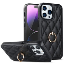 Load image into Gallery viewer, Rhombic PU Leather Phone Case with Ring Holder, For iPhone 14, For iPhone 14 Plus, For iPhone 14 Pro, For iPhone 14 Pro Max, For iPhone 13 mini, For iPhone 13