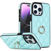 Load image into Gallery viewer, Rhombic PU Leather Phone Case with Ring Holder, For iPhone 14, For iPhone 14 Plus, For iPhone 14 Pro, For iPhone 14 Pro Max, For iPhone 13 mini, For iPhone 13