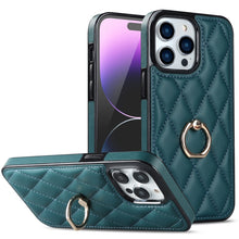 Load image into Gallery viewer, Rhombic PU Leather Phone Case with Ring Holder, For iPhone 14, For iPhone 14 Plus, For iPhone 14 Pro, For iPhone 14 Pro Max, For iPhone 13 mini, For iPhone 13