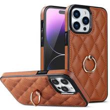Load image into Gallery viewer, Rhombic PU Leather Phone Case with Ring Holder, For iPhone 14, For iPhone 14 Plus, For iPhone 14 Pro, For iPhone 14 Pro Max, For iPhone 13 mini, For iPhone 13